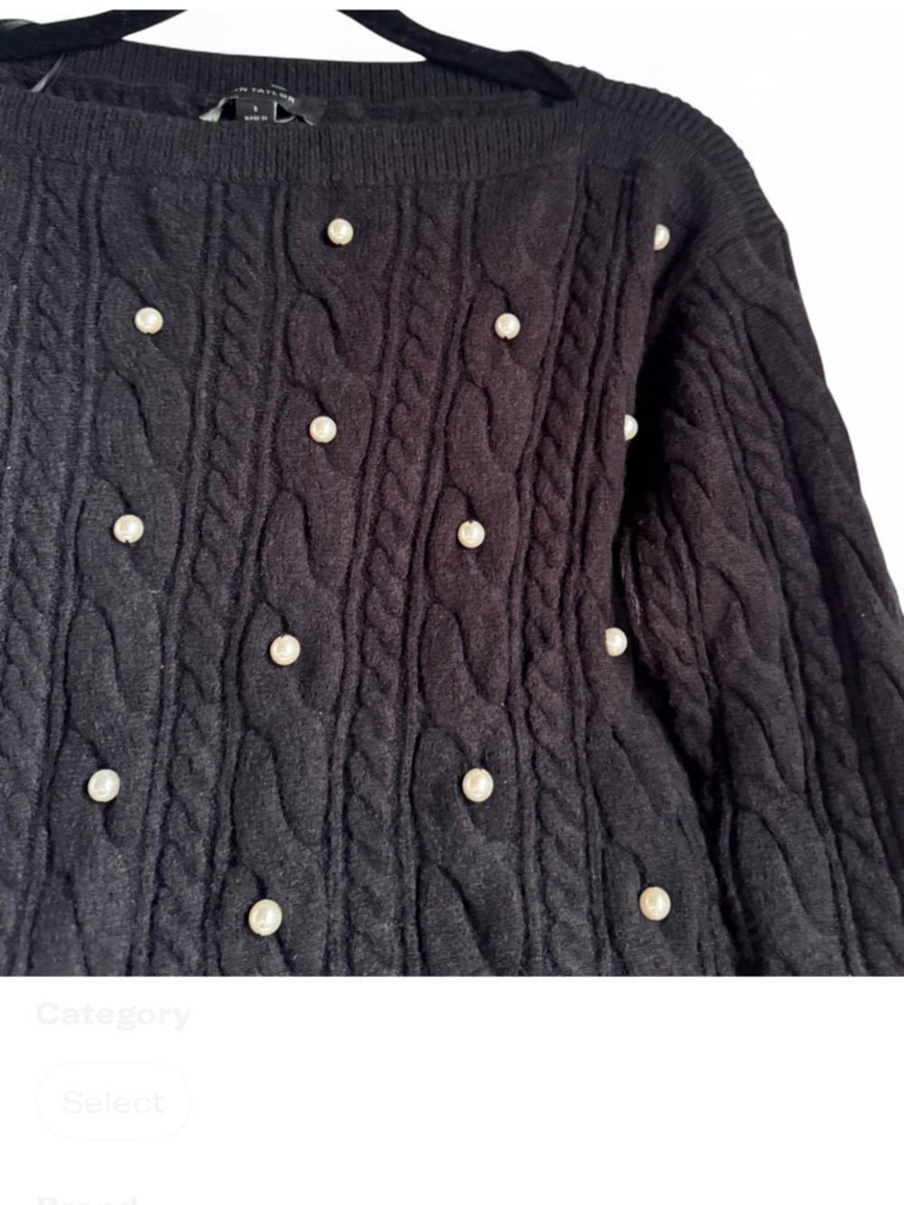 Ann Taylor Black Sweater with Pearl Accents - Picture 9 of 11